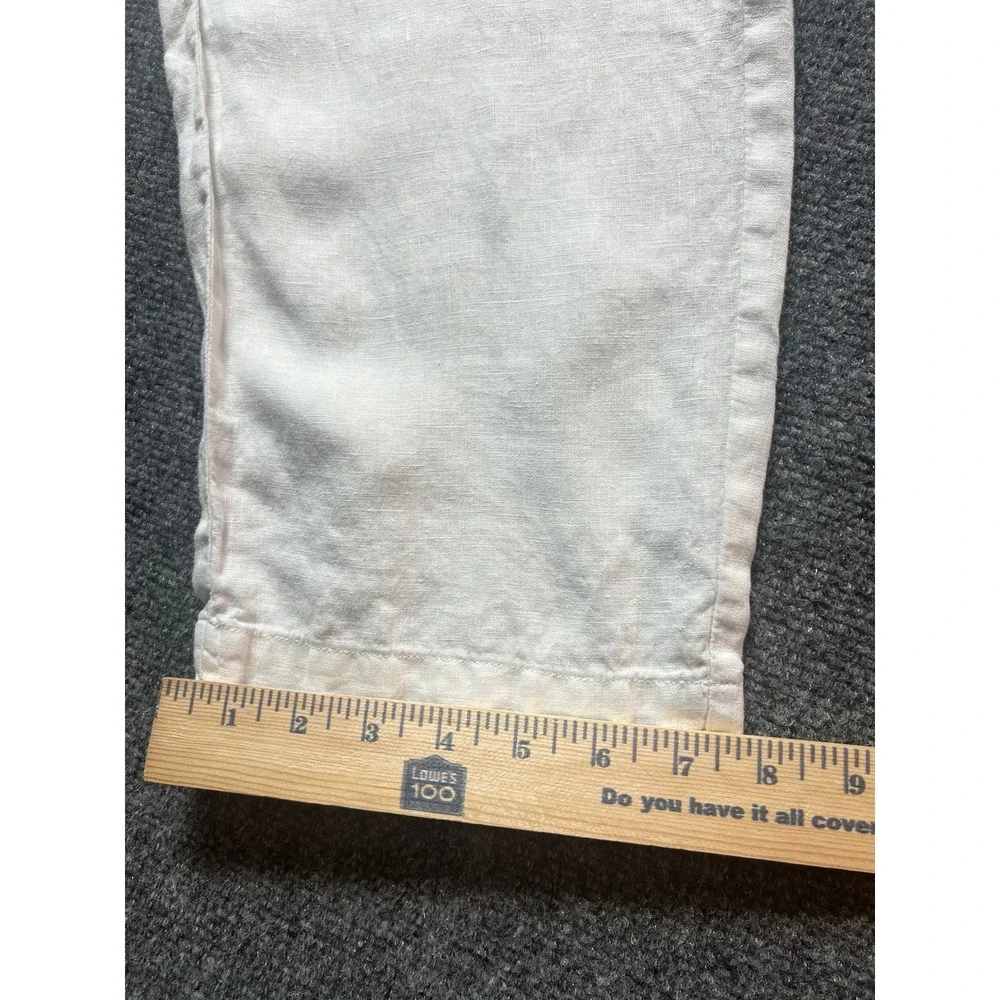 Quince 100% European Linen Pants White Elastic Waist Straight Leg Small